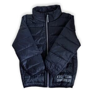 H&M Boys Coat Size 2 3 4‎ Black Lightweight Puffer Jacket Full Front Zip